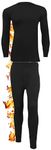 ZRWASKA® Men's Extreme Thermal Underwear Sets Tops & Bottoms, T-Shirt Long Sleeve Top Vest & Long Johns Trousers Warm Winter Thermals Men Set Base Layer Black, Size Small