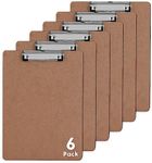 Clipboards, PANDRI 6 Pack Hardboard Office Clipboards, Low Profile Clip, Clip Boards 8.5x11 Standard Letter Size, Classroom Supplies, ECO Friendly