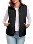 Women's Quilted Vest 2024 Sleeveless Zip Up Coat Stand Collar Gilet Jacket with Pockets Black L