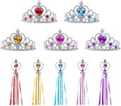 Aomig Princess Dress Up Accessories Set, 10 Piece Elsa Costume Jewellery Toys with Princess Crown Tiara and Magic Wand, Elsa Princess Dress Up for Girls Birthday Party Halloween Cosplay