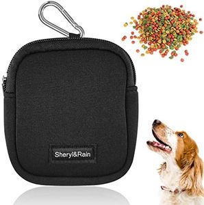 Sheryl&Rain Small Dog Treat Bag, Puppy Dog Training Pouch with Zipper, Hands-Free Training Dog Treat Pouch, Includes Carabiner, for Pet Puppy Walking, Travel or Outdoor Use (Black)
