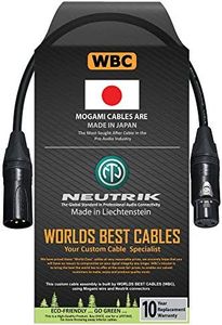 15 cm - Balanced Microphone Cable Custom Made by WORLDS BEST CABLES - Using Mogami 2549 (Black) Wire and Neutrik NC3MXX-B & NC3FXX-B Gold XLR Plugs