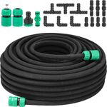 TLGREEN 50M Soaker Hose Set, Drip Hose Set, Drip Irrigation Leaky Pipe, Porous Hose for Flowerbeds, Vegetable Gardens and Greenhouses Irrigation, Black