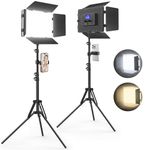 Unicucp 2 Pack Led Video Light Panel Lighting Kit with Barn Doors, 8000mAh Rechargeable Camera Light, 2500K-8500K Photo Light for Outdoor Indoor Photography Live Streaming Zoom Calls Video Recording