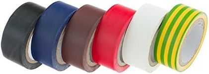 CORAL 71350 Essentials Electrical Tape 19MM 5M roll 6 piece pack set Black White Blue Red Brown Green and Yellow