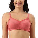 Enamor AB75 M frame No Bounce Full Support Cotton Bra for women - Non-Padded non-wired & full coverage with cooling fabric(AB75-Tomato Melange-40B)