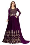 TRENDMALLS Women's Georgette Embroidery Anarkali Suit Set Stitched (UKTM.G42-Purple-M)