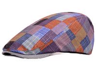 Wovanoo Newsboy Cap Plaid Print Flat Caps for Men Ivy Adjustable Gatsby Golf Berets Hat Red