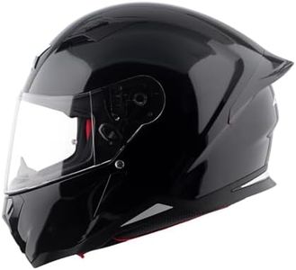 Axor Hunter ISI ECE and DOT Certified Gloss Finish Full Face Helmet for Men with Pinlock Fitted Clear Visor-Black-L