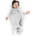 Wearable Blanket from Woolino, 4 Season Basic Merino Wool Baby Sleeping Bag, 0-6 Months, Birch Gray