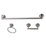 Kingston Brass BAK396148SN Restoration 3-Piece Towel Bar and Bathroom Accessory Set, Satin Nickel