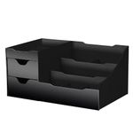 Large Black Cosmetic Organiser - Organiser Box With Drawers for Aftershave, Deodorant, Beard, Shaving Lotion, Perfume & Skincare - Perfect for Mens Bathroom & Bedroom Storage - Uncluttered Designs