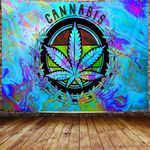 NYMB Cannabis Leaf Tapestry Wall Hanging, Trippy Cannabis Weed Leaf Tapestry Wall Decor, Psychedelic Blanket Colorful Cool Background for Meditation Bedroom Living Room Dorm TV Backdrop