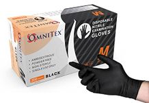 Omnitex Box 200 Premium Disposable Black Nitrile Gloves | Powder Free | Latex Free | Ambidextrous | Food Safe | EN455 EN374 EN420 | CE & UKCA Cat3 grade (Large)