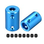 uxcell 6.35mm to 10mm Bore Rigid Coupling Set Screw L25XD16 Aluminum Alloy,Shaft Coupler Connector,Motor Accessories,Blue,2pcs