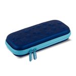 Ofsign Pencil Pouch for Boys, Pencil Case for Girls, School, Student, Embossed Pen Case Holder with Dual Zipper Mesh Pocket, Hard Top Pencil Box for Kids, Birthday Gifts, Stationary Pouch - Blue