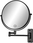 FFowcye 8" Wall Mounted Shaving Mirror, 1X/10X Double-Sided Magnifying Mirror, 360° Swivel Extendable Bathroom Mirror, Black Vanity Mirror with Extension Arm, Wall Mount Makeup Mirror (No Light)