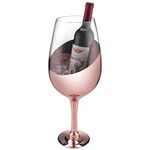 MyGift 20-inch Decorative Oversized Wine Glass with Copper Tone Metal Stem, Novelty Giant Champagne Magnum Chiller