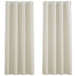 PONY DANCE Beige Blackout Curtains 54 Drop Bedroom Curtains Eyelet Thermal Insulated Curtains Panels Short Window Curtains for Kitchen/Living Room, W46 X L54, 1 Pair, Light Beige