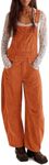 Yousify Wide Leg Overalls for Women Loose Fit Lightweight Strap Fleece Comfy Jumpsuits with Pockets Caramel XL