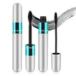 DAMUSI 4D Silk Fiber Lash Mascara,2 in 1 Lash Cosmetics Vibely Mascara 5x Longer,Thickening Effect 4D Mascara,Natural Lengthening Waterproof Mascara Makeup