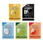 POND'S Vitamin Sheet Mask, Pack of 5, With 100% Natural Extracts, 15x Serum, Paraben Free, Biodegradable Fabric, 25 ml