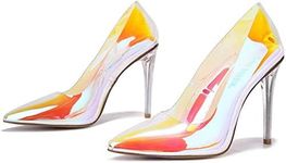 Cape Robbin Glass Doll Clear Stiletto High Heels for Women, Slip On Sexy Shoes with Pointed Toe, Ice, 9