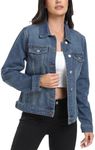 J.Corrine Denim Jackets Women, Vintage Stitched Design Denim Jackets Coats, Casual Button Regular Fit Trucker Style, Long Sleeve Jackets With Pocket Ladies Versatile Jean Jacket Blue XS