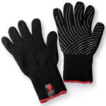 Weber Premium BBQ Gloves - Small/Medium | Heat Resistant Work Gloves & Cooking Mitts | Washable Cloth Gloves with Heat Protection | Flexible Silicone Grip | BBQ Accessories - Black (6669)