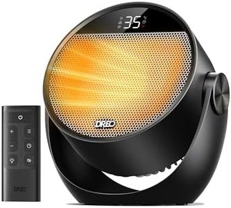 Dreo Heizlüfter Energiesparend Klein, Leiser 1500W Tragbar Heizlüfter mit Fernbedienung, Thermostat, 60° Neigbar, 8 Sicherheitsfunktionen, PTC-Keramik,12-Std-Timer, 3 Modus 3 Geschwindigkeit, Schwarz