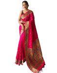 SGF11 Women's Paithani Soft Silk Kanjivaram Sarees With Blouse Piece (Pink)