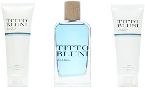 TITTO BLUNI - Acqua Uomo, Estuche de Regalo Hombre, Colonia 75 ml + After Shave 75 ml + Gel de Baño 75 ml, Eau de Toilette Masculina, Aroma Especiado e Intenso, Fragancia Atractiva y Duradera