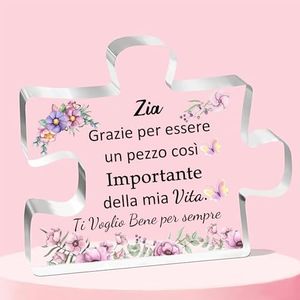 Zia Targhe e Cartelli Decorativi Acrilico Placca Puzzle Ornamenti Donne Festa Madre Regali Personalizzato Compleanno Natale Scrivania A Casa Segni Decorazione Zietta Pensionamento Apprezzare Ricordo