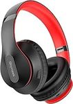 Wireless Bluetooth Headphones Over Ear 65H Playtime HiFi Stereo Headset with Microphone and 6EQ Modes Foldable Bluetooth V5.3 Headphones for Travel Computer Laptop(Black Red)