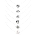 6PCS Transparent Fishing Line Necklace Set Cubic Zirconia Nylon Chain Pearl Choker Necklace