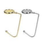 kwmobile Purse Hooks for Table - Set of 2 Metal Handbag Hook Holder Hand Bag Hanger for Tables, Desks, Gold/Silver