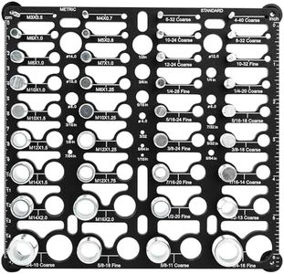 55 Thread Checker, Nut and Bolt Thread Checker Standard and Metric, Bolt Size Finder Bolt and Nut Identifier Gauge with 20 Standard & 16 Metric & 19 Drill Gauges, Bolt Thread Gauge Inch & Metric Black