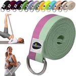 [NEW 2023] TECEUM Yoga Strap – Cotton – 6 ft 8 ft 10 ft (15+ colors) – Adjustable Non-Slip Belt for Daily Yoga Practice, Pilates, Stretching, Physical Therapy, Fitness & Home Workout – For All Levels