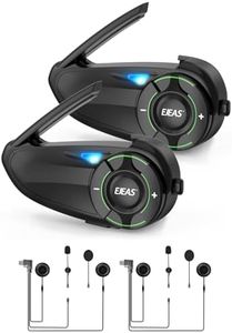 EJEAS Q8 2PC Motorcycle Bluetooth Headset, Upgraded Mesh 3.0 Intercom System with Music Sharing and IP67 Waterproof for 6 Riders Group Talking