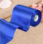 AMZ DIYbilii 4 Inch x 11Yards(10M) Wide Royal Blue Satin Ribbon Solid Large Fabric Ribbon for Cutting Sewing Ceremony Party Decoration Chair Sash Table Runner Car Bows Indoor Outdoor Yard Decor