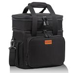 Expandable XLarge Lunch Box, Insulated Heavy Duty Lunch Bag Waterproof Leakproof Durable Cooler Bag for Men Women Adults Work Construction Camping Trip, 25L, Black, GLENKEY