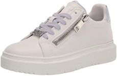 DKNY Women's Matti Leather Sneaker, BRT Wht/Lavender, 9.5