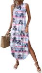 Zeagoo Womens Tropical Beach Dress for Summer Printed Boho Maxi Dress Hawaiian Long Dress 2025 Trendy Vacation Dress, Tropical Tree,M