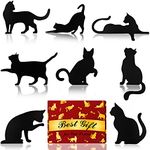 Sabary 8 Pcs Black Cat Decor Various Wooden Cat Wall Decor Silhouette Cat Gifts for Cat Lovers Women Men Giftable Cat Wall Art with Gift Box Cat Home Decor for Christmas Party Home Office Door