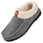 VeraCosy Women's Moccasin Slippers Warm Comfy Wool-felt Memory Foam Indoor House Shoes Dark Grey,7 UK