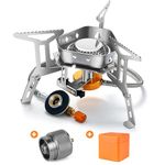 Odoland 3500W Windrpoof Camp Stove Camping Gas Stove with Fuel Canister Adapter, Piezo Ignition, Carry Case, Portable Collapsible Stove Burner for Outdoor Backpacking Hiking and Picnic
