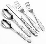 Hammered Silverware Set, 40-Piece Heavy Duty Stainless Steel Flatware Sets for 8, Food-Grade Cutlery Set for Home Restaurant, Mirror Polished, Dishwasher Safe