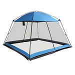 Superrella Screen House 10x10 Ft Square Camping Canopy Tent Sun Shade Gazebo Shelter Perfect for Outdoor Activities, Blue