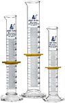 EISCO Premium Graduated Cylinder Set - 50mL, 100mL & 250mL - ASTM, Class A - Protective Collars, Hexagonal Base - Blue Graduations - Borosilicate 3.3 Glass