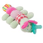 Dummy Pacifier Baby Soother, Dummies for babies - Detachable newborn essentials - Portable Comforter Soothie - Stuffed Animal Plush Toy for 3-36 months - Teething Dummie for Boys & Girls (CATERPILLAR)